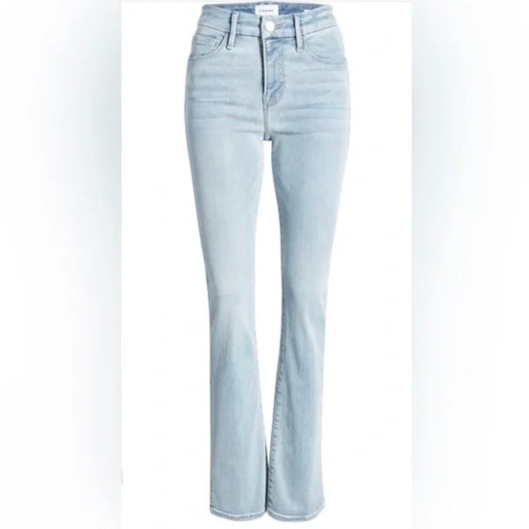 Frame Le Super High Mini Boot Split Hem Jeans Light Wash Color Danbury Sz 27 - Picture 2 of 15